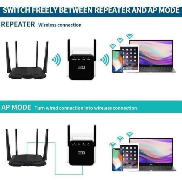300 Mbps WiFi Extender with RJ45 Port, Compact Wireless Signal Booster for Internet, Easy Setup, Black