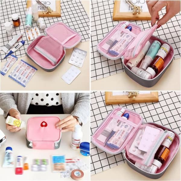 First Aid Kit, Square Handheld Medicine Bag, Empty Emergency Bag, Travel First Aid Kit, Mini Care Kit, 1 pc