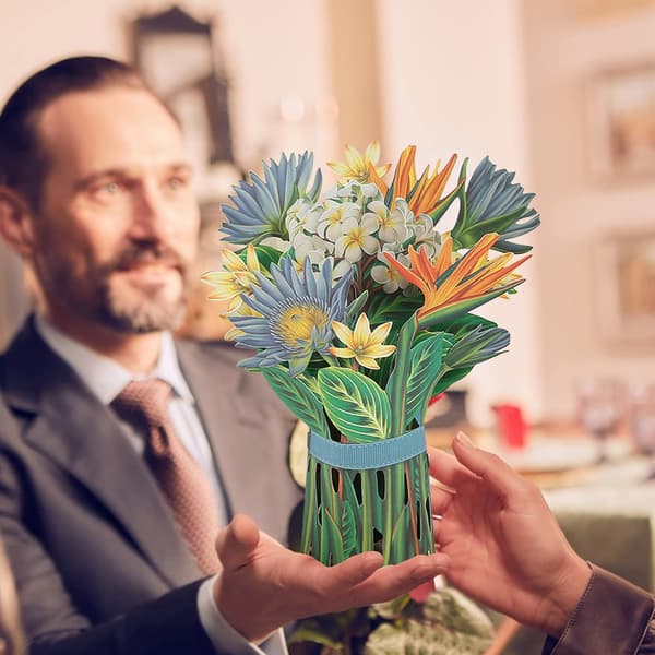 3D Pop Up-kort, 12 tommer evige blomsterbuketter gratulasjonskort