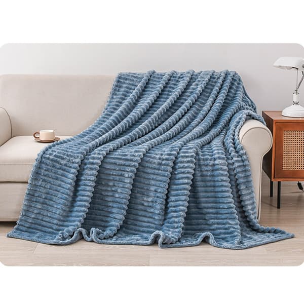 Soft Blue Flannel Fleece Blanket - Warm, Lightweight & Breathable Throw