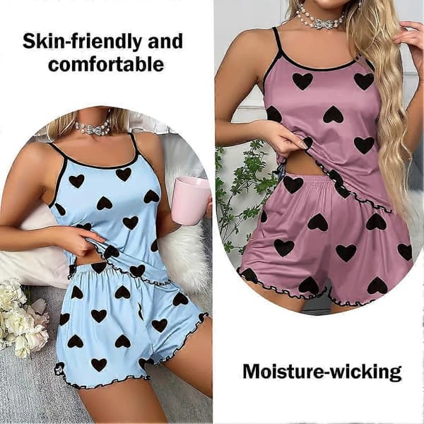 Dam Satin Nattkläder Pyjamas Set Silke Långärmad Sovkläder Blå L Blue L