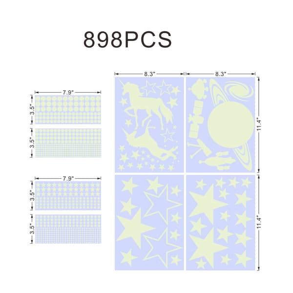 Glow in the Dark Stars för tak, Unicorn Wall Decals Stickers