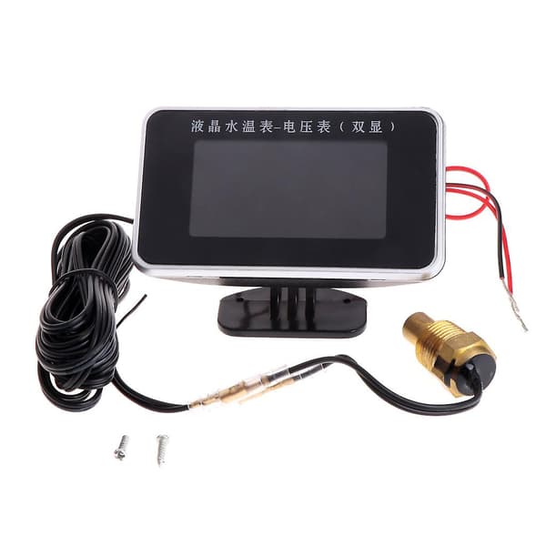 12/24V Vanntemperaturmåler Digital LCD Termometer Voltmeter 2i1 (FMY)