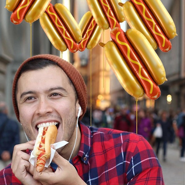 8 stk. Pølse Helium Folieballonger, Hurtigmat Snacks Piknik Hamburger Grill Tema [db]