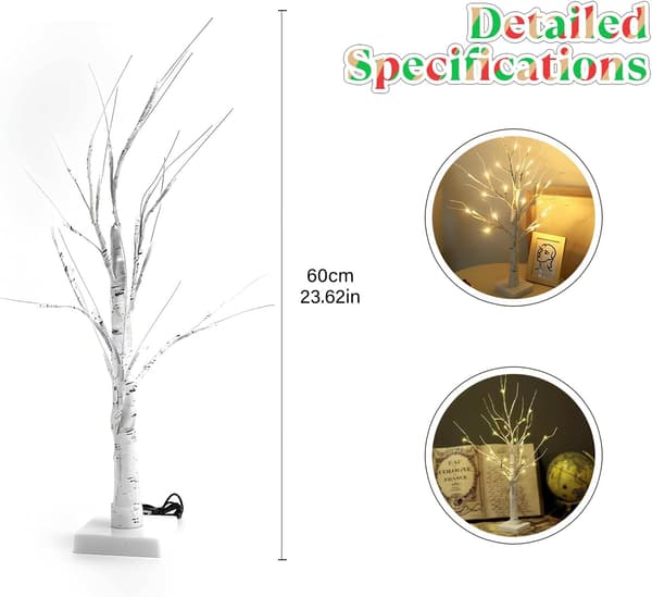 Birch Light Tree with 144 Warm White LED Lights, Battery Operated for Indoor Decoration en