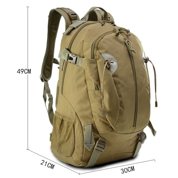 Stor kapasitet taktisk tur- og fjellklatringsryggsekk 20-35L Khaki 20-35L