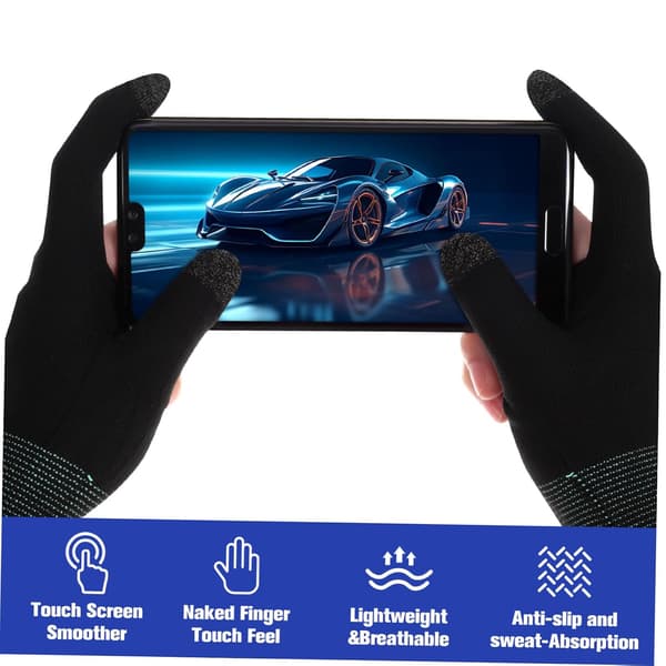 2 par fingerhandsker gaminghandsker af nylon og Graphen åndbare behagelige til touchscreen-brug til mobilspil -