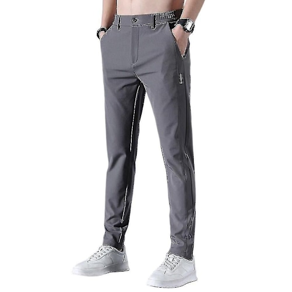 Nopeasti kuivuvat miesten golfhousut taskuilla - Pitkät ja mukavat vapaa-ajan housut tummanharmaat Dark Grey 36