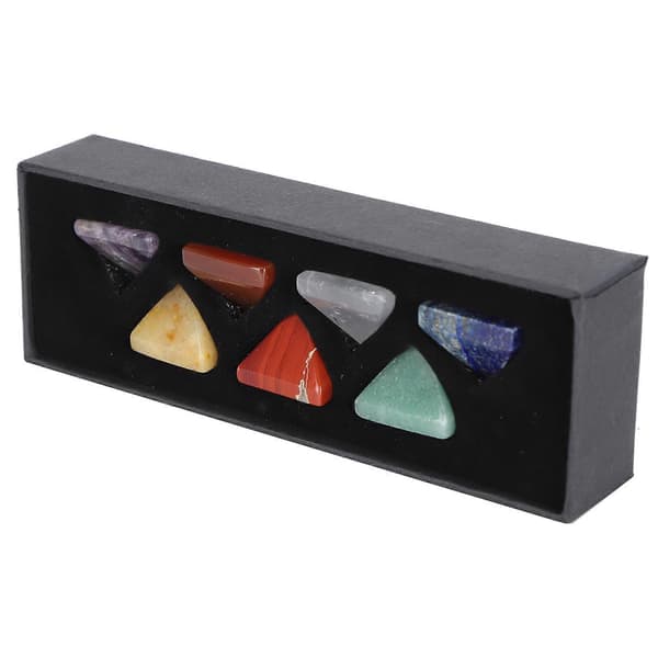7 Chakra MultiStone Sæt Pyramide Farve Natursten Ædelsten Ornamenter med Gaveæske