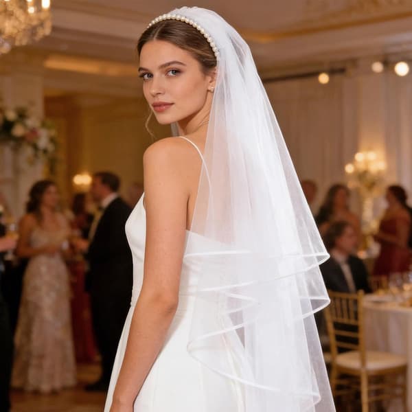 hvid delikat elegant slør elegant, kort, hvid, gennemsigtig -