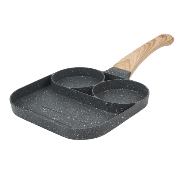 Egg Burger Maker Pan 3 Sections Divided Grill Frying Pan Non Stick Omelette Pan for Home Kitchen