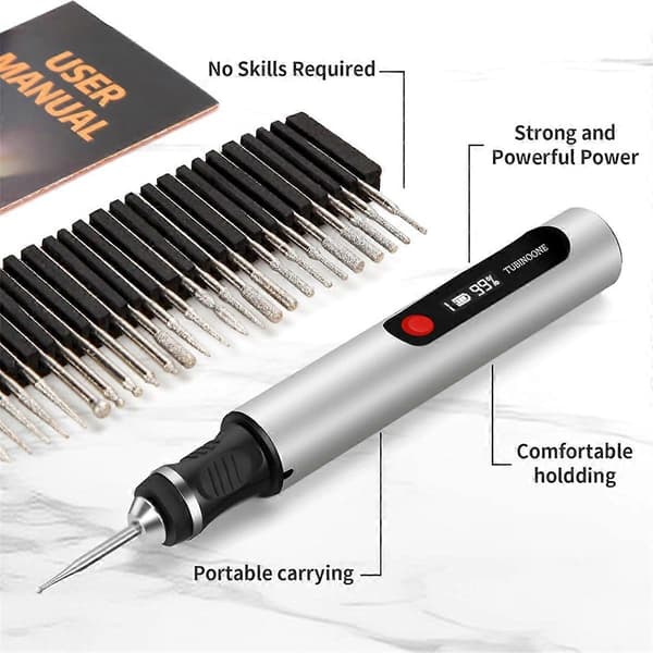 Engraving Pen, for Artists & DIY Enthusiasts - Engrave 50+ Surfaces - Beginner-Friendly - Rechargeable - 30 Bi