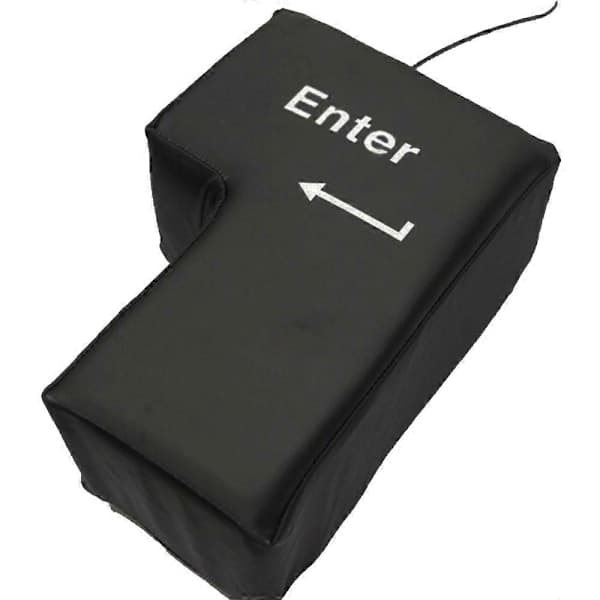 Stor Enter-knap USB Computer Skrivebordspude Kreativ Ventil Enter-tast Håndpude (Sort)