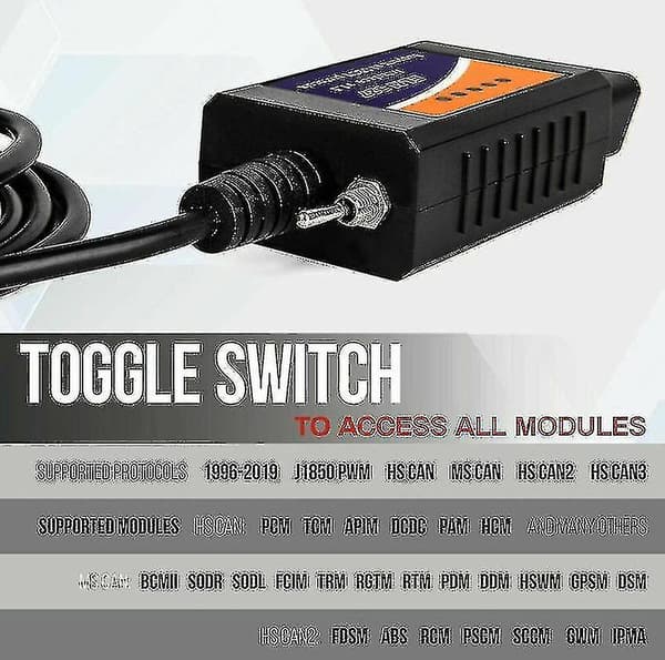 Til Ford Forscan ELM327 USB Modificeret OBD2 Scanner V1.5 MS-CAN HS-CAN Kodelæser Scanner
