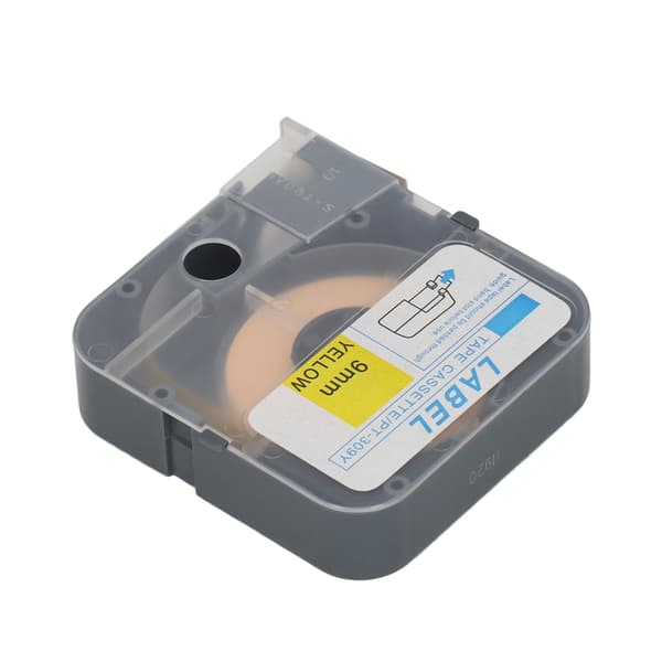 Label Machine Tape Clear Printing 9mm Width Durable Yellow Printer Supplies with Case for Home Office Replacement