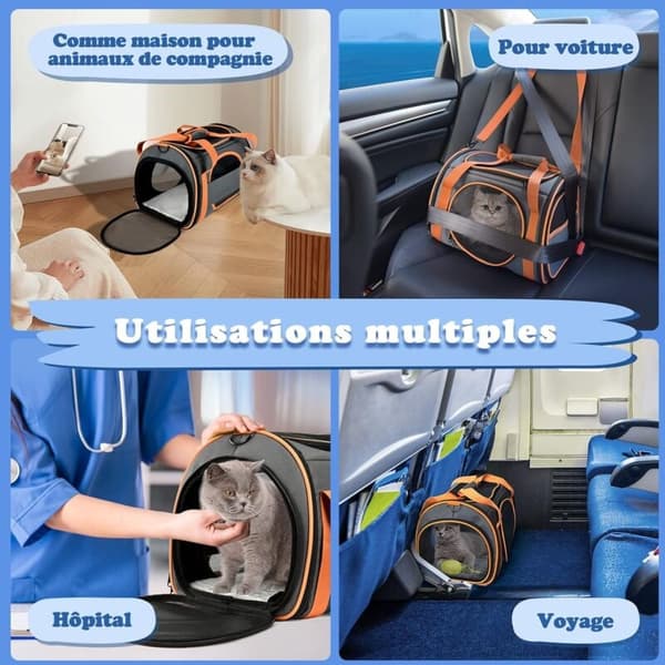 Foldable Cat Carrier with Breathable Design, Large Space & Removable Plush Mattress - Perfect for Travel