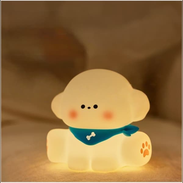Puppy Silicone Night Light with Tap Activation - Soft Bedside Lamp, 3-Level Dimmable Warm Lighting, USB Rechargeable