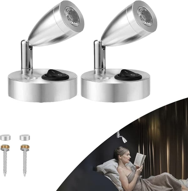 2 LED-spotlight leselamper 3W 12V med bryter