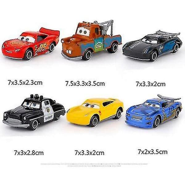 6 stk Pixar Biler Lynet McQueen Racerbil Legetøj Børn Samling Sæt Gaver
