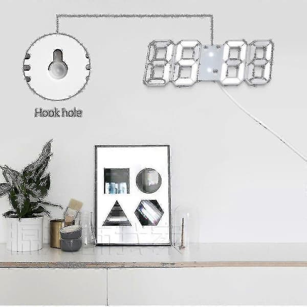Moderni 3D Suuri Seinäkello LED Digitaalinen USB Elektroninen Kello Seinällä Valoisa Herätyskello