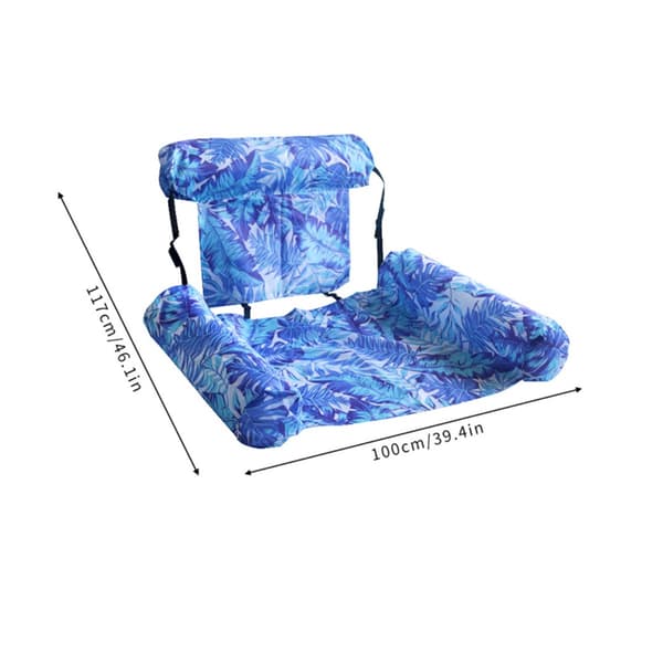 Oppustelig poollænestol til voksne - kraftig PVC poolsofa med net, foldbart tre-rørs design, blå/marineblå, til solbadning, poolfester og afslapning
