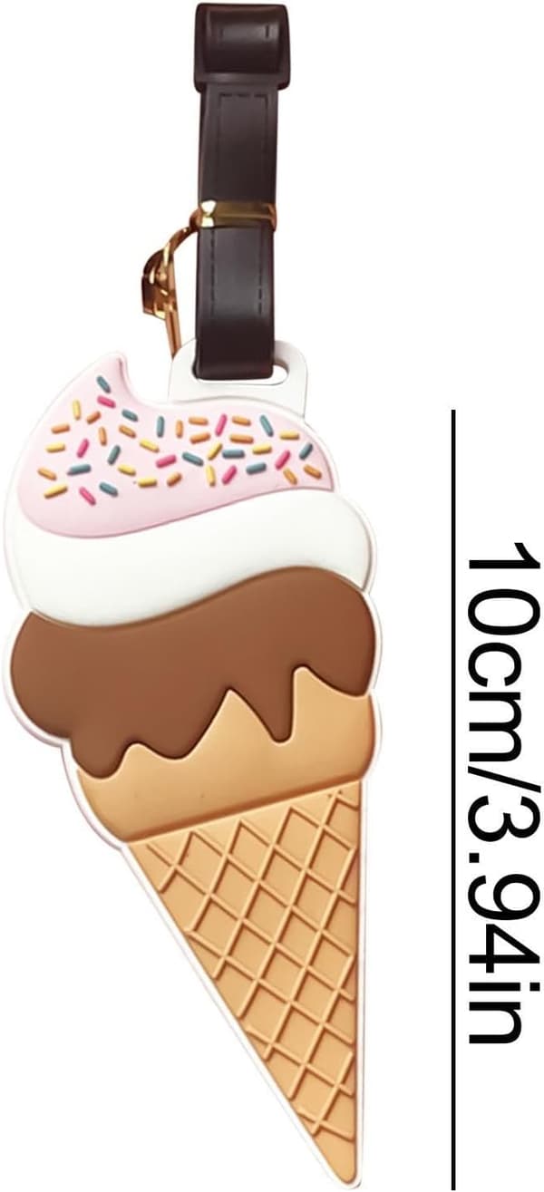 bagagemærke af silikone, sødt, farverigt, dekorativt is C - Eiscreme C