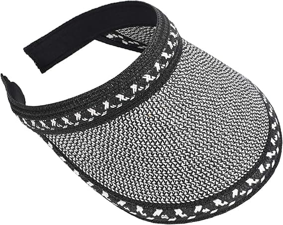 Women's Straw Sun Visor Wide Brim Golf Sun Hat Summer Beach Visor Cap