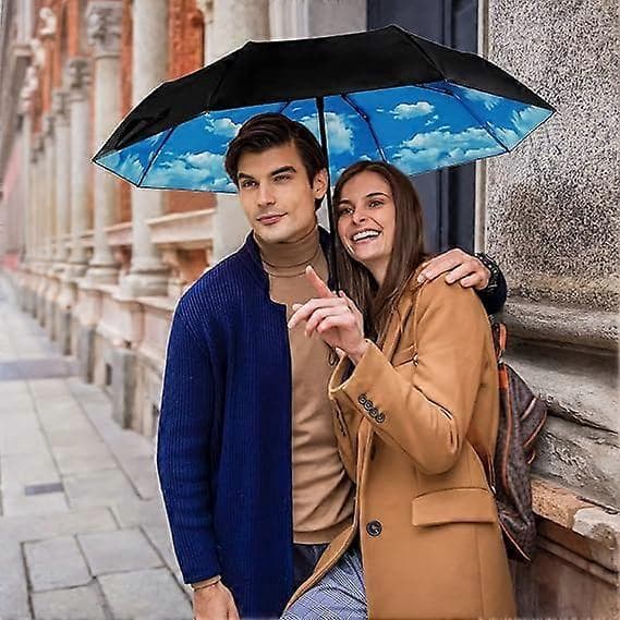 Portable Folding Umbrella with 8 Ribs, UV Protection and Sun Protection, Automatic One-Button Open and Close