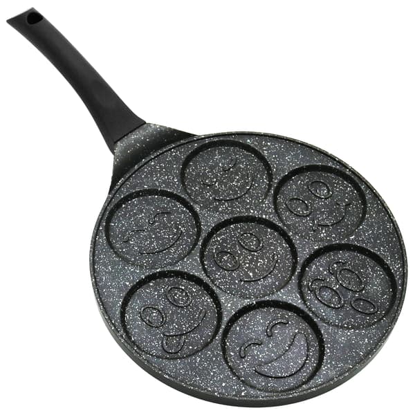 Universal Pancake Pan for Gas and Induction Cooktops with Non-Stick Surface and 7 Happy Faces