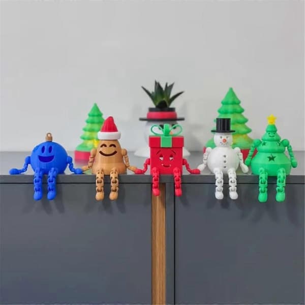 Bevægelig skrivebordsdukke, 3D-print, julepynt, julegave B