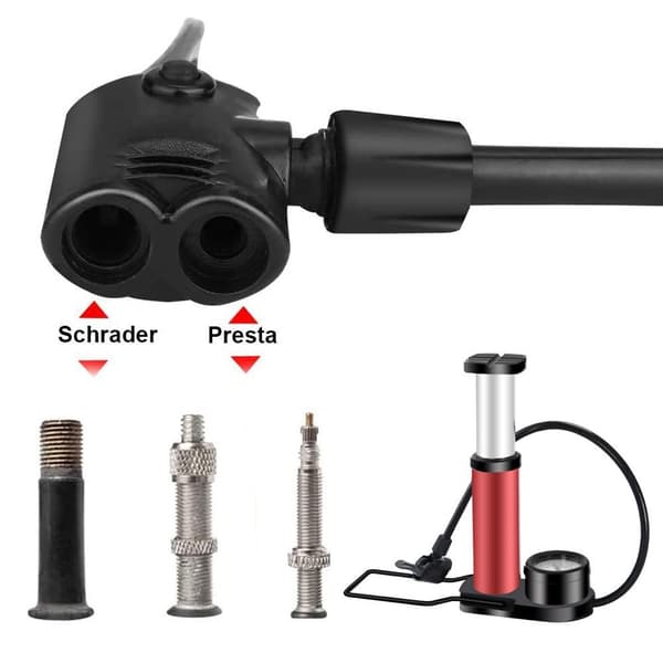 Cykelpump fotpump med tryckmätare 140PSI | Mini bärbar | Röd