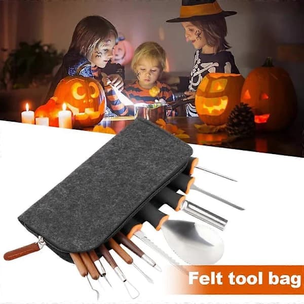 Precision Pumpkin Carving Tool Kit, Engraving Knives, 11 Pieces, Felt Bag