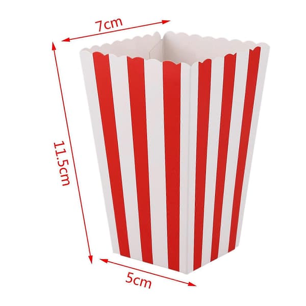 24 Cinema Stripes Candy Bag Small Candy Gift Popcorn Bags Boxes, Red