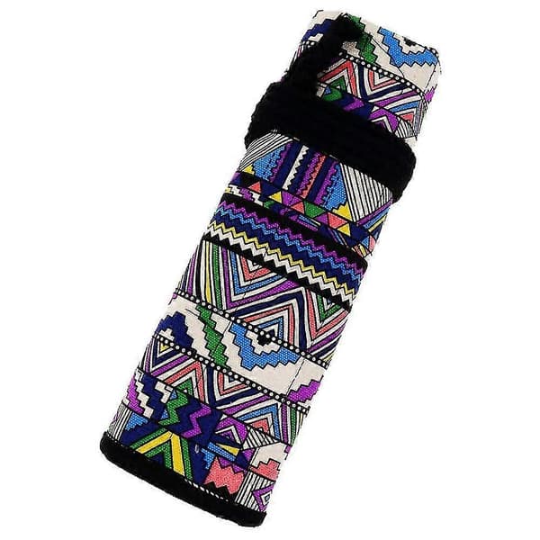 Boho Rollable Brush Bag Painting Organizer Storage Artist Canvas Roll Bag Makeup B