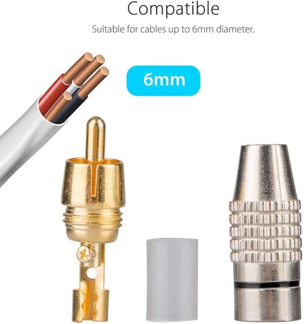 12 stk. RCA-hanstik, RCA-lyd- og videostik, RCA-terminal-lydstik, RCA-stikforbindelser