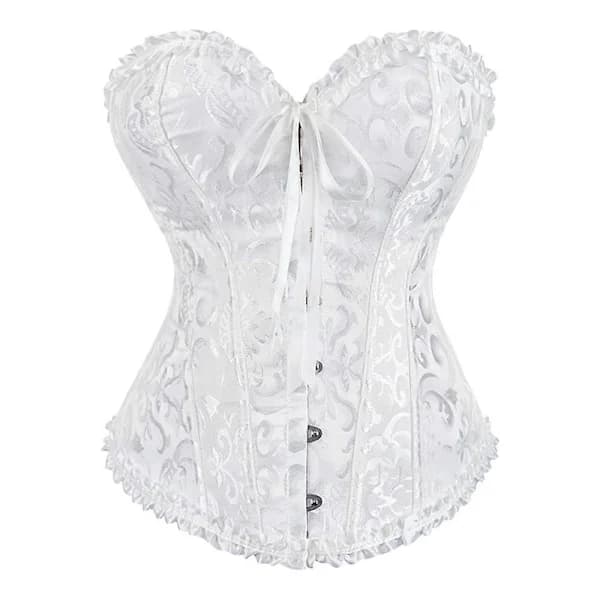 Korset til kvinder med snøre, overbryst, bustier, lingeri, bodyshaper-top, prinsessekorset - hvid