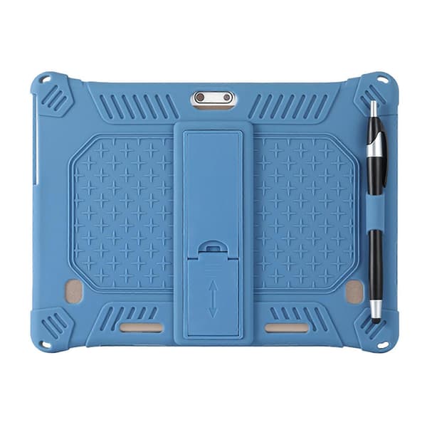 Silikoneetui til M30 M30 PRO 10,1 tommer tablet, beskyttelsesetui justerbart tabletstativ med pen (blå)