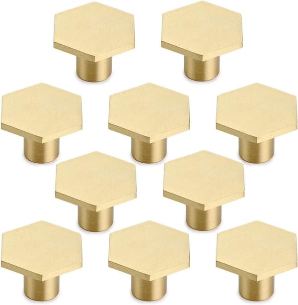 10 stk Knotter for skap og skuffer i messing
