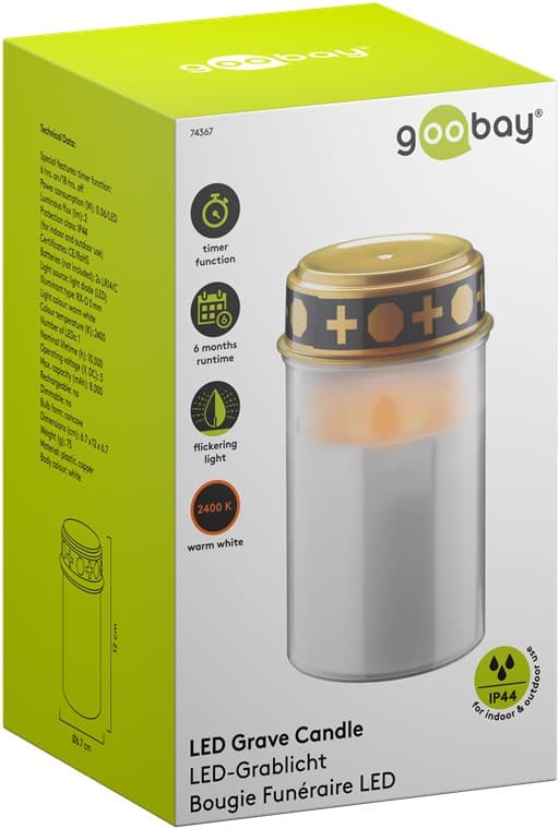 LED gravlys med timer, hvid