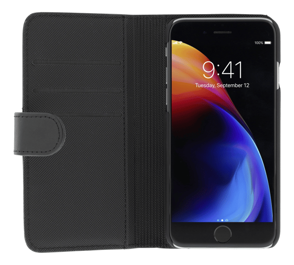 Wallet case 2-i-1, iPhone 6/6s/7/8/SE (2020), magnetisk bagside Svart