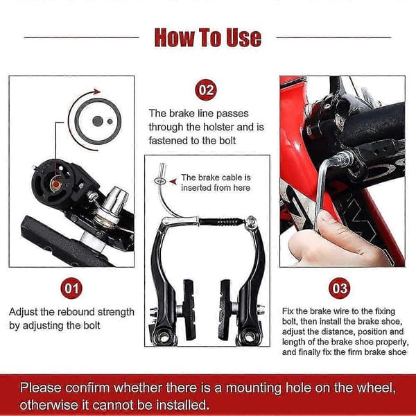 Complete Bicycle Mountain Bike Set, V-brake + Outer Cables + Handle + Front/Rear Bicycle Brake Accessories