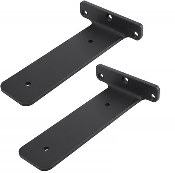 Support frame, wall mount, metal shelf brackets, floating shelf bracket, stainless steel, with screws, black, 150 mm (2 pieces)