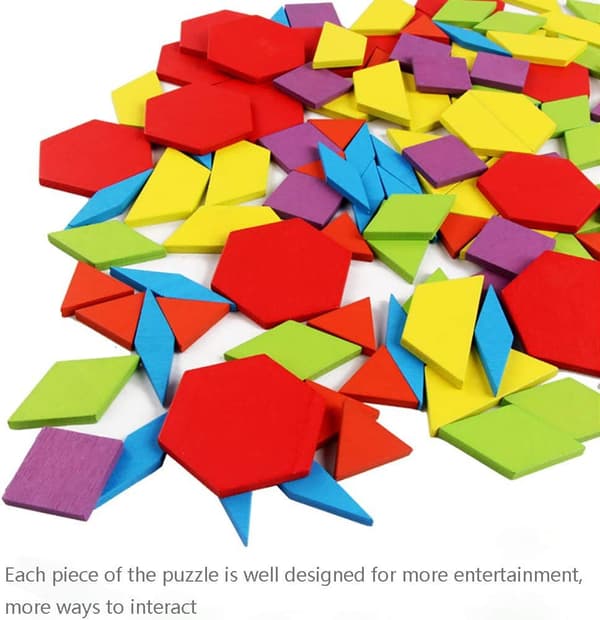 Træpuslespil legetøj 155 dele tangram Klassisk model Byggeklodslegetøj Mon