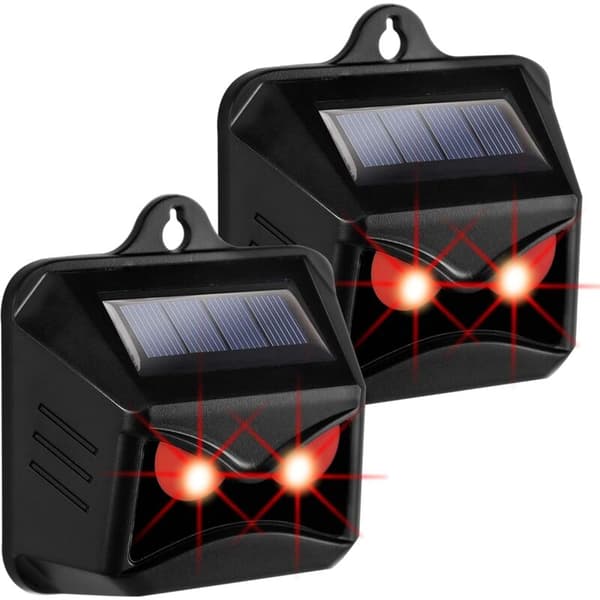 Solar-Powered Wild Animal Repellers for Raccoons, Deer, Foxes, Wild Boars, etc. 2 Effective Pest Deterrents with Red LED Light