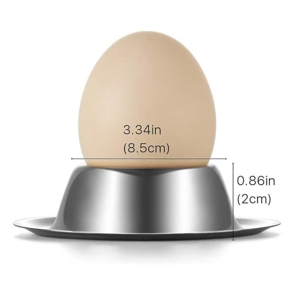 Eggeholder sett med 2, eggekopper i rustfritt stål, tallerkener, serveringsholder for hardkokte og bløtkokte egg