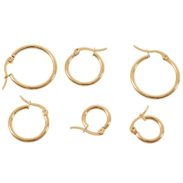 3 Par 15mm 20mm 25mm Rustfrit Stål Hoop Øreringe Sæt