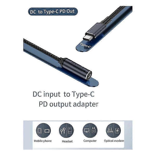 DC-naaras-USB C PD -uros-virtalatauskaapeli, 100W DC4506 Type-C-latauskaapeli puhelimille