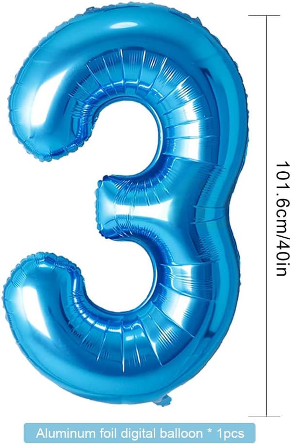 3-årsdag ballonger for gutt, blå 3-årsdag dekorasjon