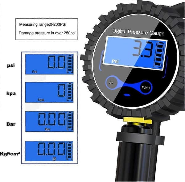 Digital Däcktrycksmätare 250 Psi, Högprecisions Digital Däcktrycksmätare Med Påfyllningspistol (hs)