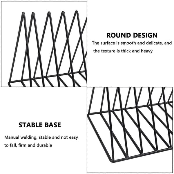 Triangular Desk Stand, 9-Slot Metal Record Rack, Freestanding Vinyl Stand, Document Rack, Multifunctional Desktop Organizer Bookshelf